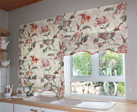 Floral Kitchen blinds, roman blinds from Karseboom Namibia, bespoke custom made curtains and ...