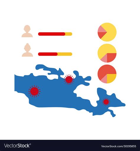 Map with covid19 19 infographic and icons flat Vector Image