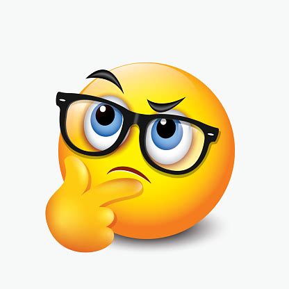 Thinking Emoticon Question Face Emoji With Eyeglasses Vector Illustration Stock Illustration ...