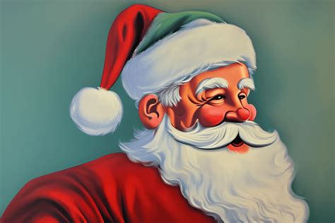 Vintage Retro Santa Clause Oil Painting · Creative Fabrica