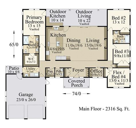 Family Time House Plan | One Story Rustic Farmhouse Home Design - MF-2316