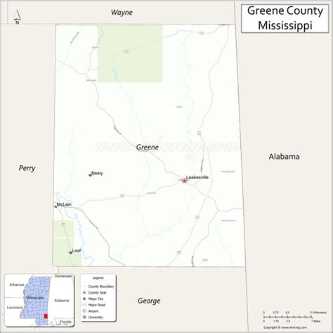 Greene County Map, Mississippi - Where is Located, Cities, Population, Highways & Facts