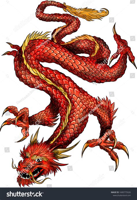 Red Traditional Chinese Dragon Symbol: vector de stock (libre de regalías) 1600775926 | Shutterstock