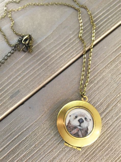 Otter Necklace Cute Necklace for Girlfriend From Otter Print Otter Gift ...