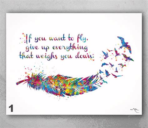 Feather to Birds Watercolor Print Quote Print Inspirational Wedding Gift Wall Art Poster ...