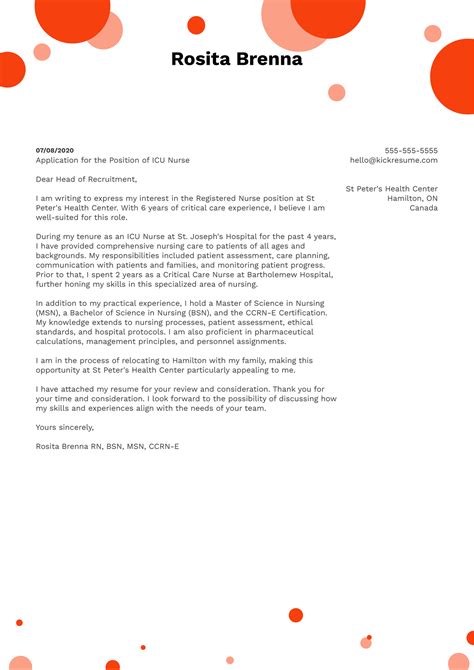 ICU Nurse Cover Letter Sample | Kickresume