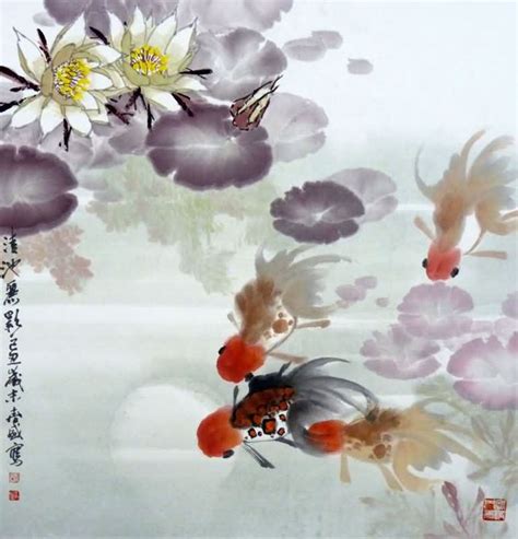 Chinese Goldfish Painting 0 2366011, 69cm x 69cm(27〃 x 27〃)