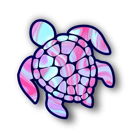 Vinyl Junkie Graphics Sea Turtle Decal/Sticker (Light Blue and Pink ...