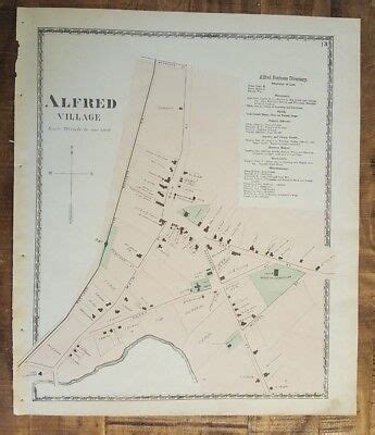 Antique Colored MAP - ALFRED VILLAGE, MAINE - / Atlas York County, ME - 1872 | eBay