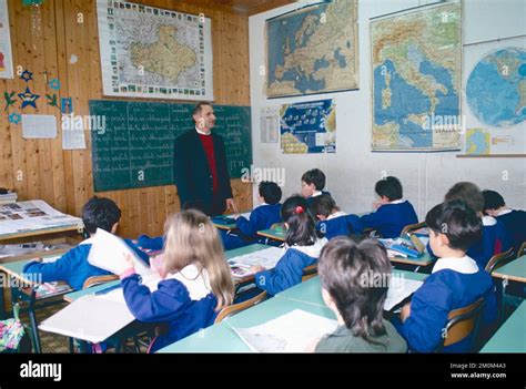 The Mayor of Italian town of Teora in a school class, Avellino Province ...