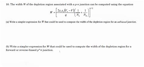 Solved The width W of the depletion region associated with a | Chegg.com