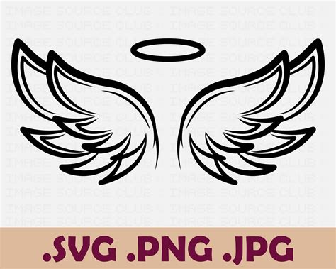 Angel Wings With Halo SVG and PNG Print Files Printable Transparent, Vector, 300 DPI Angel Wings ...