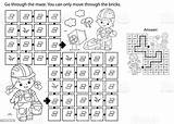 Maze Or Labyrinth Game Puzzle Coloring Page Outline Of Cartoon Builders  sketch template