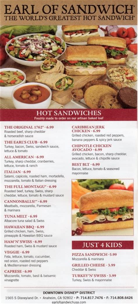 earls of sandwich menu