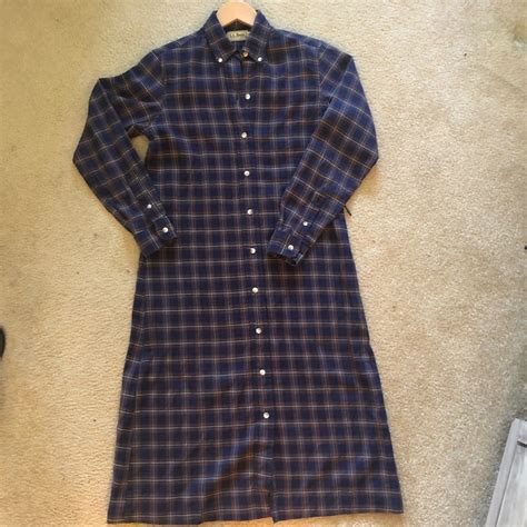 L. L. Bean Vintage Plaid Flannel Maxi Button Down Shi… - Gem