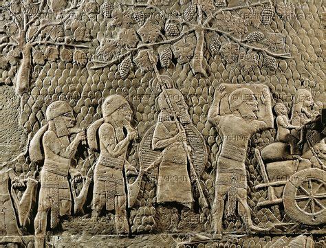 . Judean exiles carrying provisions. Detail of the Assyrian conquest of ...