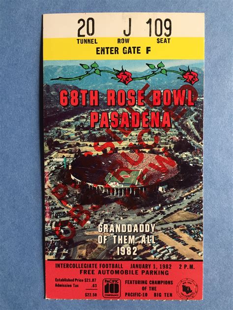 1982 Rose Bowl Game Tickets Iowa Hawkeyes vs. Washington | Etsy