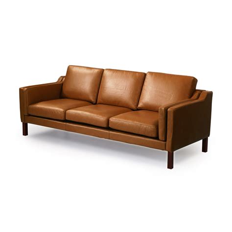 Monroe Mid Century Modern Leather Sofa | Wayfair