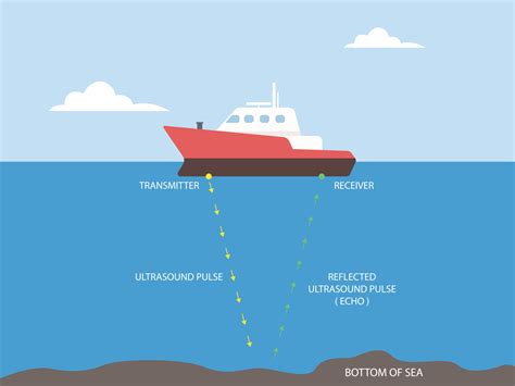 Sound navigation and ranging. Sonar reflected sound waves Echo. Sea acoustic location 23586797 ...