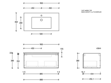 Posh Domaine Plus All-Drawer 900mm Wall Hung Vanity Cast Marble Top Centre Basin from Reece