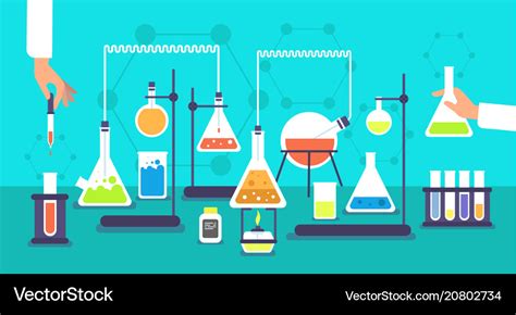 Chemical equipment in chemistry analysis Vector Image