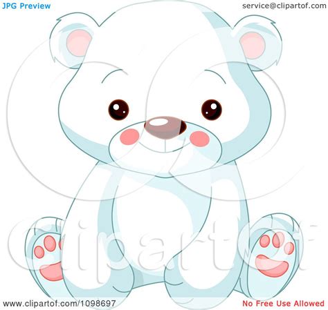 Clipart Cute Polar Bear Cub Sitting And Smiling - Royalty Free Vector ...