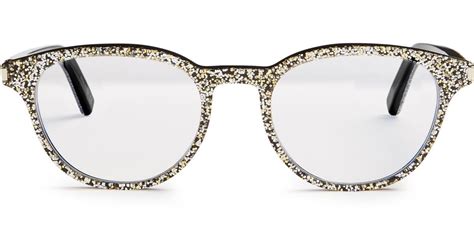 Saint Laurent Round-frame Glitter Glasses in Metallic | Lyst UK