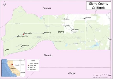 Sierra County Map, California, USA | Towns and Cities in Sierra County ...