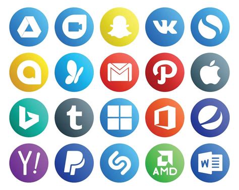 20 Social Media Icon Pack Including yahoo office email microsoft bing ...