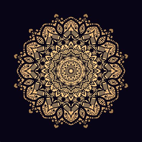 Gold Ornate Single Mandala on Black 935632 Vector Art at Vecteezy