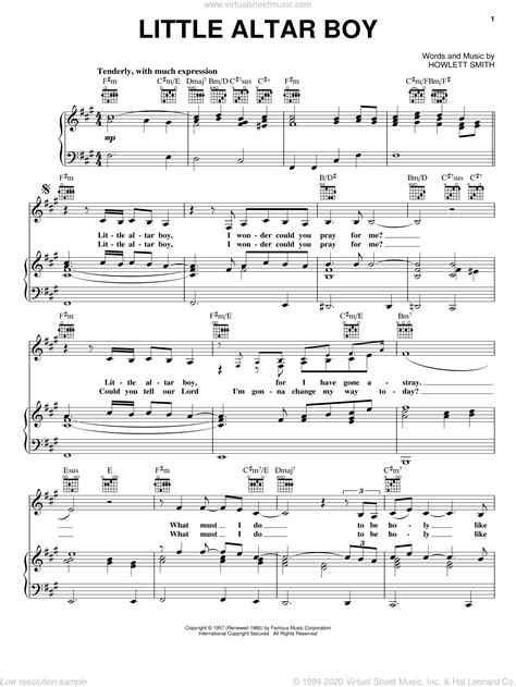 Carpenters - Little Altar Boy sheet music for voice, piano or guitar