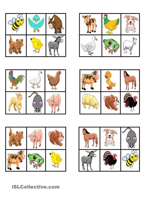 Farm Animals - Bingo | Bingo Para Crianças, Animais Da | Printable Bingo Cards