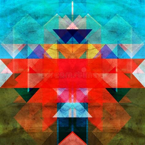 Abstract Watercolor Background with Geometric Elements Stock ...