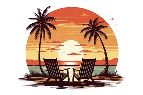 Sunset Beach Clipart Graphic by Illustrately · Creative Fabrica