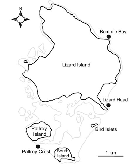 Map of Lizard Island and fringing reefs showing the study sites on the... | Download Scientific ...