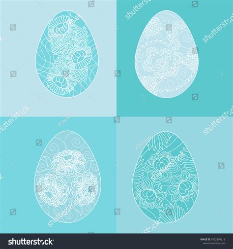 Four Easter Eggs Floral Pattern Blue Stock Vector (Royalty Free ...