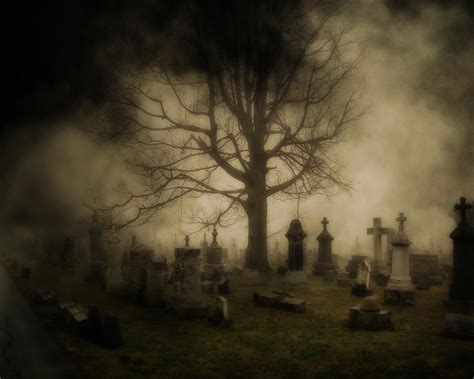 Dark Foggy Graveyard Photograph by Gothicrow Images