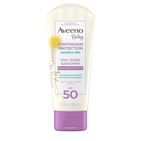 Aveeno Baby Continuous Protection Zinc Oxide Mineral Sunscreen, SPF 50 - Walmart.com