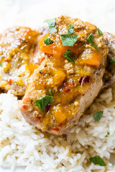 Slow Cooker Spicy Peach Glazed Pork Chops - Spicy Southern Kitchen