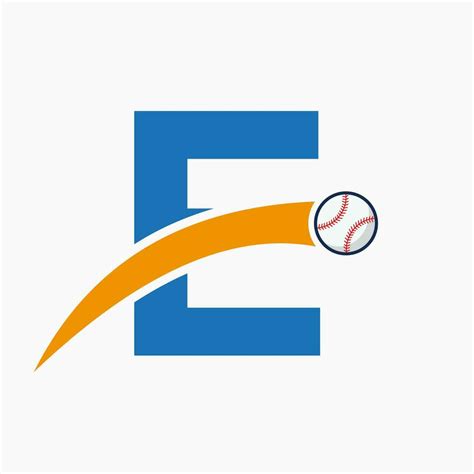 Baseball Logo On Letter E With Moving Baseball Icon. Baseball Logotype ...