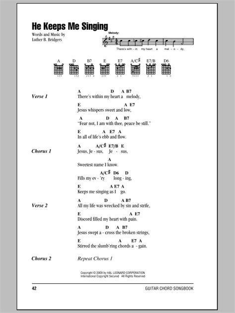 He Keeps Me Singing by Luther B. Bridgers Sheet Music for Guitar Chords ...