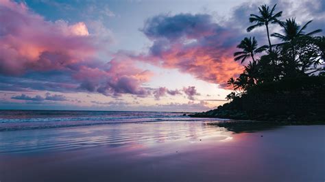 Maui Wallpaper 4K, Sunset, Tropical beach, Hawaii