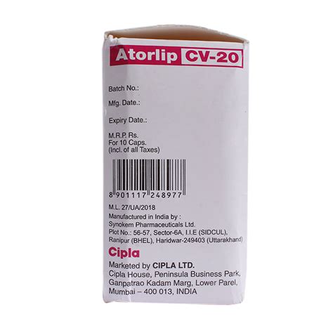 Atorlip CV-20 Capsule 10's Price, Uses, Side Effects, Composition - Apollo Pharmacy