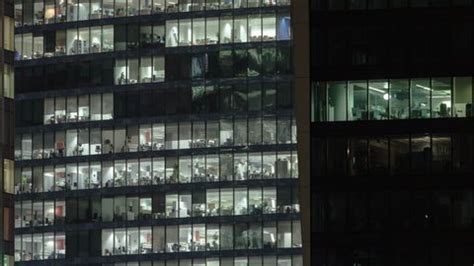 Office Building Night Aerial View Trough Stock Footage Video (100% Royalty-free) 1100483845 ...