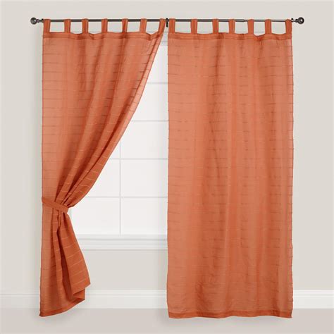 Burnt Orange Striped Sahaj Jute Tab Top Curtains, Set of 2 | Orange ...