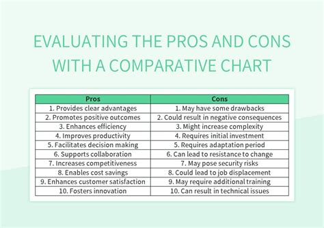 Evaluating The Pros And Cons With A Comparative Chart Excel Template ...