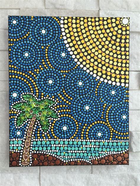 Sparkle Palm (8x10 inches) - dot art - dot painting - ocean - sun by ColleensArtBoutique on Etsy ...