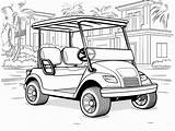 Golf Cart Coloring Relaxation  Page sketch template