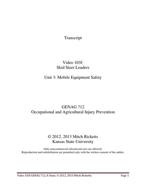 (PDF) Skid-Steer Loader Safety