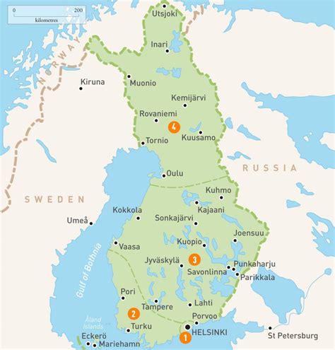 Finland lakes map - Map of Finland lakes (Northern Europe - Europe)